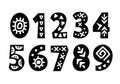 Vector Hand drawn Folk Tribal Numbers Set