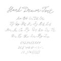 Vector Hand Drawn Font, Calligraphic Handwritten Typeset, Black Sketched Lines on White Background. Royalty Free Stock Photo