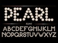 Vector hand drawn font of pearls with golden frame made in realistic style.