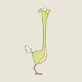 Vector hand drawn funny Ostrich on plain background Royalty Free Stock Photo