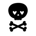 Vector hand drawn groovy skull and crossed bones