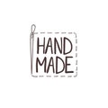 Vector Hand Drawn Handmade Logo Template, Doodle Cute Sign Background.