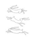 Vector hand drawn hares Royalty Free Stock Photo
