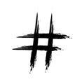 Vector Hand Drawn Hash Tag, Doodle Sign, Black Rough Lines Isolated on White Background.