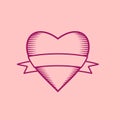 Vector hand-drawn heart with ribbon