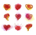 Vector Hand Drawn Hearts Set, Wedding and Valentines Day Illustration, Icons Isolated. Royalty Free Stock Photo