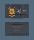 Vector hand drawn heraldics business card for hotel illustration Royalty Free Stock Photo