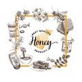 Vector hand drawn honey Illustration.