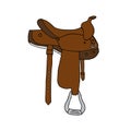 Vector hand drawn horse saddle Royalty Free Stock Photo