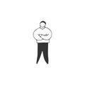 Vector hand drawn icon. Attractive happy overweight man. Plus size concept, body positive.