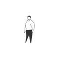 Vector hand drawn icon. Attractive overweight man. Body positive, plus size concept.