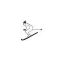 Vector hand drawn icon, a skier man. Active way of life. For professional sport or outdoor activities.
