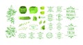 Vector hand drawn icons, icons set isolated on white background, organic foods, healthy eating, hand drawn illustr