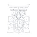 Vector hand drawn illustration of samurai war culture japan