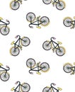 Vector hand drawn illustration with bicycle. Cycling design isolated on the white background.