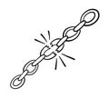 Vector hand-drawn illustration of chains are broken