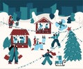 Christmas market vector illustration