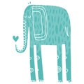 Vector hand drawn illustration with cote colorfull elephants