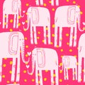 Vector hand drawn illustration with cote colorfull elephants Royalty Free Stock Photo