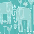 Vector hand drawn illustration with cote colorfull elephants