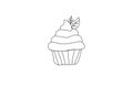 Vector hand drawn illustration of cupcakes decorated with cream. Isolated on white background. Royalty Free Stock Photo