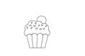 Vector hand drawn illustration of cupcakes decorated with cream. Isolated on white background. Royalty Free Stock Photo