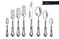 Vector hand drawn illustration with cutlery set Royalty Free Stock Photo