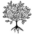 Vector hand drawn illustration, decorative ornamental stylized tree.