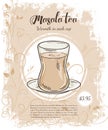 Vector hand drawn illustration of drinks menu pages with cup of masala tea Royalty Free Stock Photo