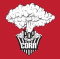 Vector hand drawn illustration of explosion with pop corn box. Royalty Free Stock Photo