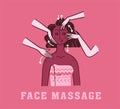 Vector hand drawn illustration of face massage and skin care instructions, techniques. Royalty Free Stock Photo