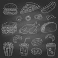 Vector hand drawn illustration of fast food Royalty Free Stock Photo