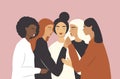 Illustration in flat style on the theme of feminism, female support, friendship, Royalty Free Stock Photo