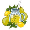 Vector hand drawn illustration of fruit smoothie in a glass Royalty Free Stock Photo
