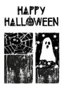 Vector hand drawn illustration of  funny Happy Halloween design  elements and characters Royalty Free Stock Photo