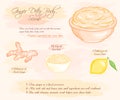 Vector hand drawn illustration of ginger detox salt scrub recipe