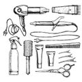 Set of hairdressers tools Royalty Free Stock Photo