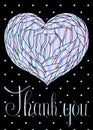 Vector hand drawn illustration of holographic heart with branches