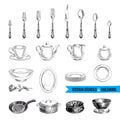 Vector hand drawn illustration with kitchen tools Royalty Free Stock Photo