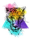 Vector hand-drawn illustration leopard.