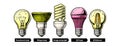 Evolution set of light bulb Royalty Free Stock Photo
