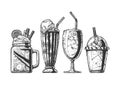 Set of different milkshake