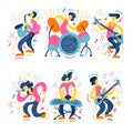 Vector hand drawn illustration  with musicians Royalty Free Stock Photo