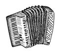 Vector hand drawn illustration of Piano accordion Sketch