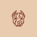 Vector hand drawn illustration of pitbull dog