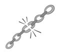 Vector hand-drawn illustration of prisoner breaking chains Royalty Free Stock Photo