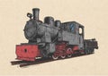 Retro steam locomotive and coal-car Royalty Free Stock Photo