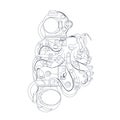 Vector hand drawn illustration of astronaut octopus