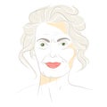 Vector hand drawn illustration of a smiling attractive beautiful elderly woman. Seasonal color analysis