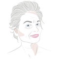 Vector hand drawn illustration of a smiling attractive beautiful elderly woman. Seasonal color analysis